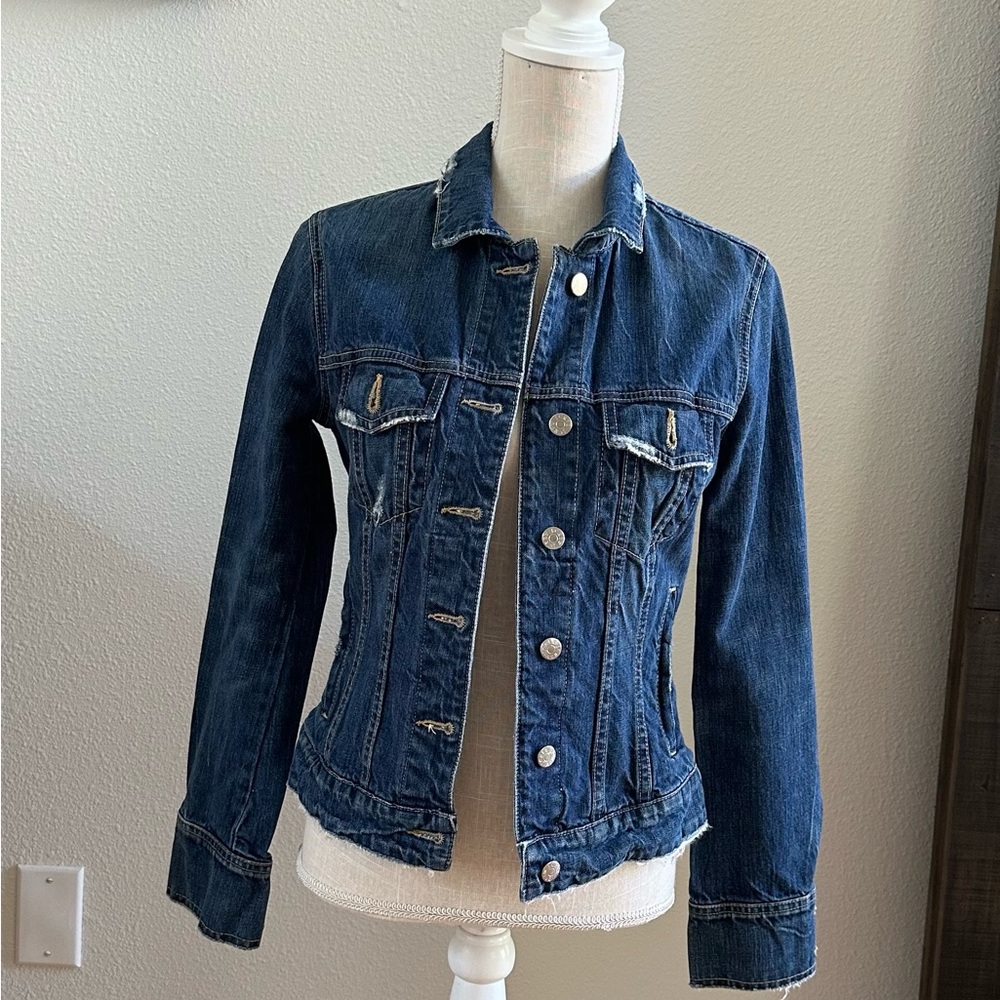 J Crew Vintage Distressed Denim Jacket Size XS